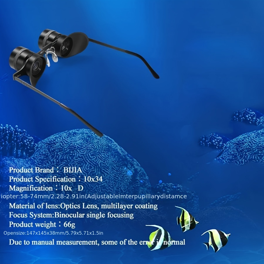 Outdoor Fishing Glasses Telescope, HD 10x34 Adjustable 10X Zoom Fishing  Telescope, Polarized Lens Sunglasses