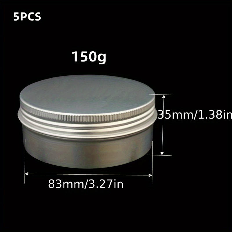 TEMU 5pcs Aluminum Cosmetic Jars With Screw Lids - Unscented, Metal Round Containers For Creams - Durable, Reusable