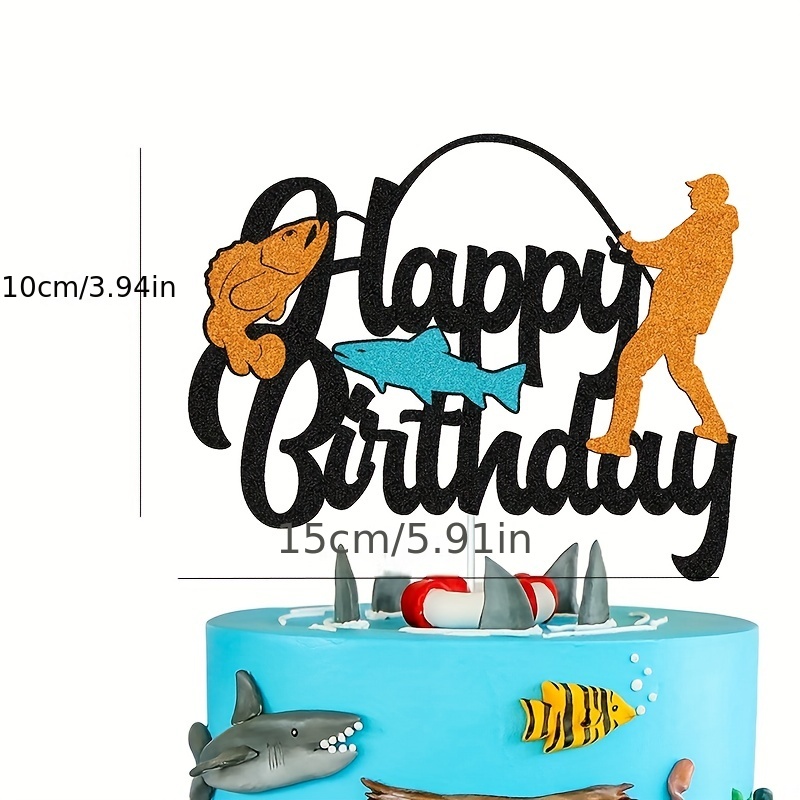 1pc, Fishing Theme Cake Topper, Birthday Party Theme Decorated Cake Tag,  Fishing Baby Birthday Tag, Dessert Table Dress Up Supplies, Cake Decor  Suppli