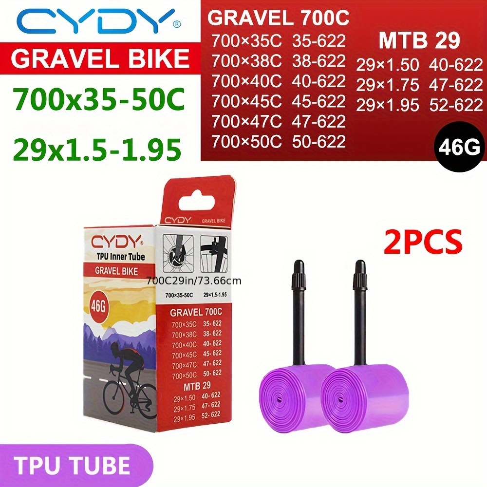 Cydy Tpu Inner Tube 700c Gravel Bike 700x35-50c For 35c 38c 40c 45c 50c Tire Bicyele Camera Mtb 29x1.5-1.95 Pneu Aro Ultralight