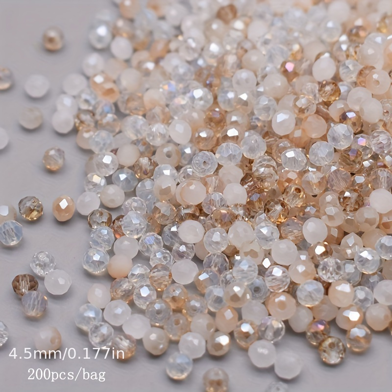 TEMU 200pcs Perles en Verre Facettées de 4mm - Perles Espacées Rondes pour la Fabrication de Bijoux DIY, Accessoires pour et Poignets, Kit de Perles