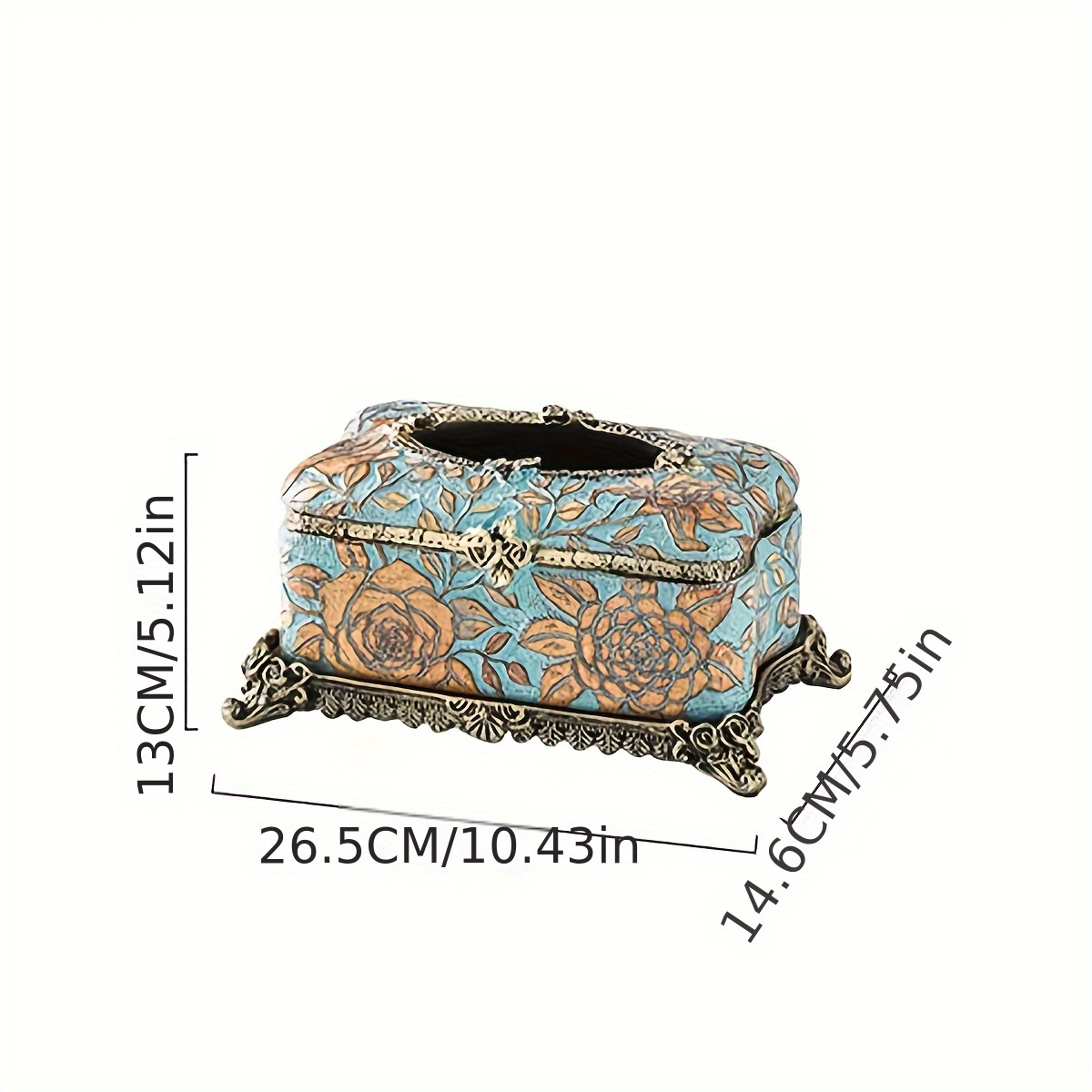 elegant floral resin tissue box holder square design with golden accents   bathroom desktop decor ideal christmas or halloween gift bathroom decor and accessories Product details 3