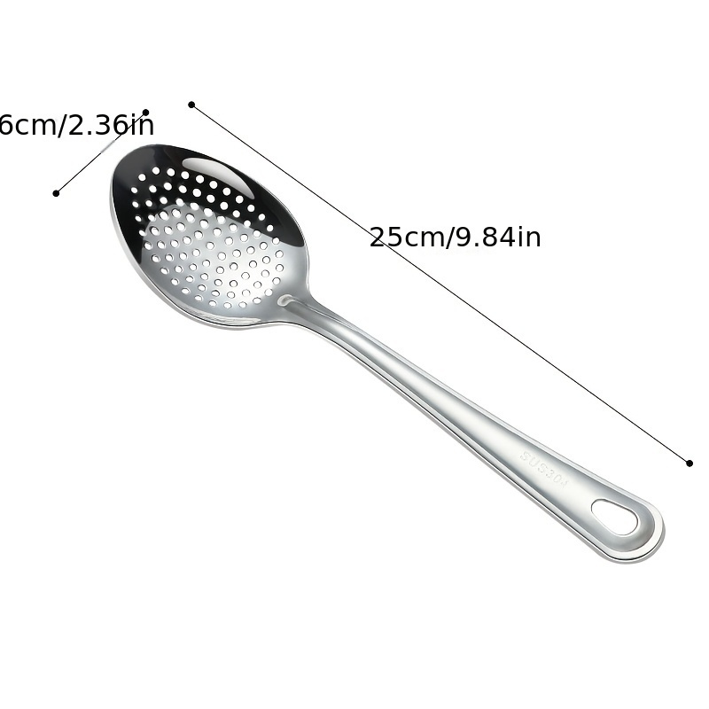 TEMU 1pc Stainless Steel Buffet Spoon Serving Spoon Portion Spoon Soup Spoon Slotted Spoon Serving Spoon