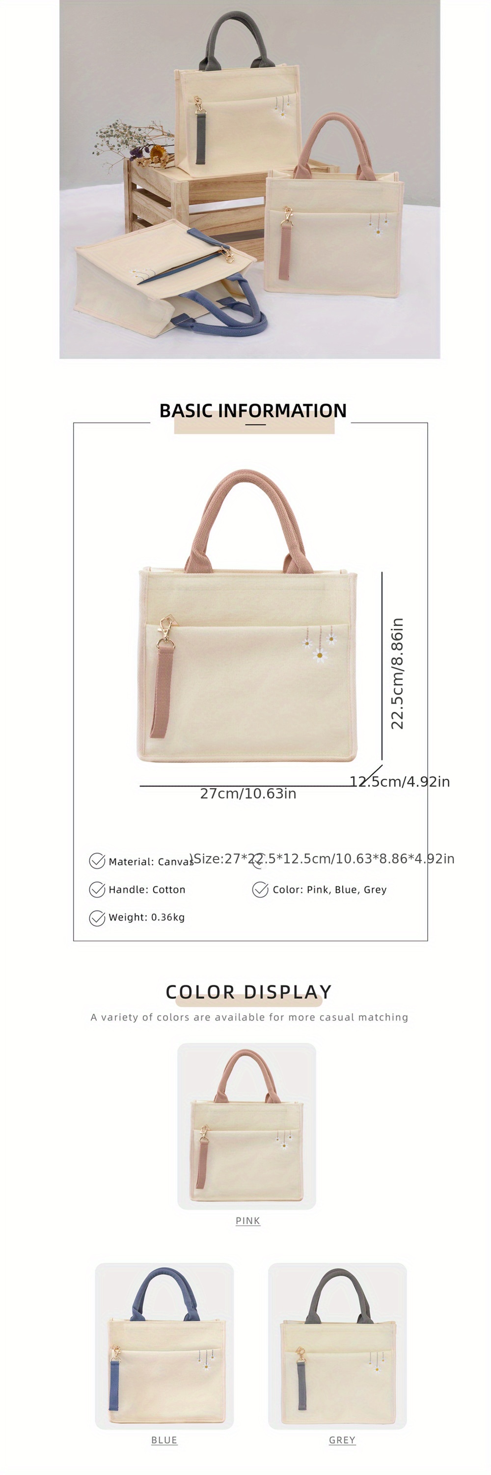 Small Tote Bag for Women Wear Resistant Zipper Handbag with Short Handles  for Daily Casual Travel Pink Portable