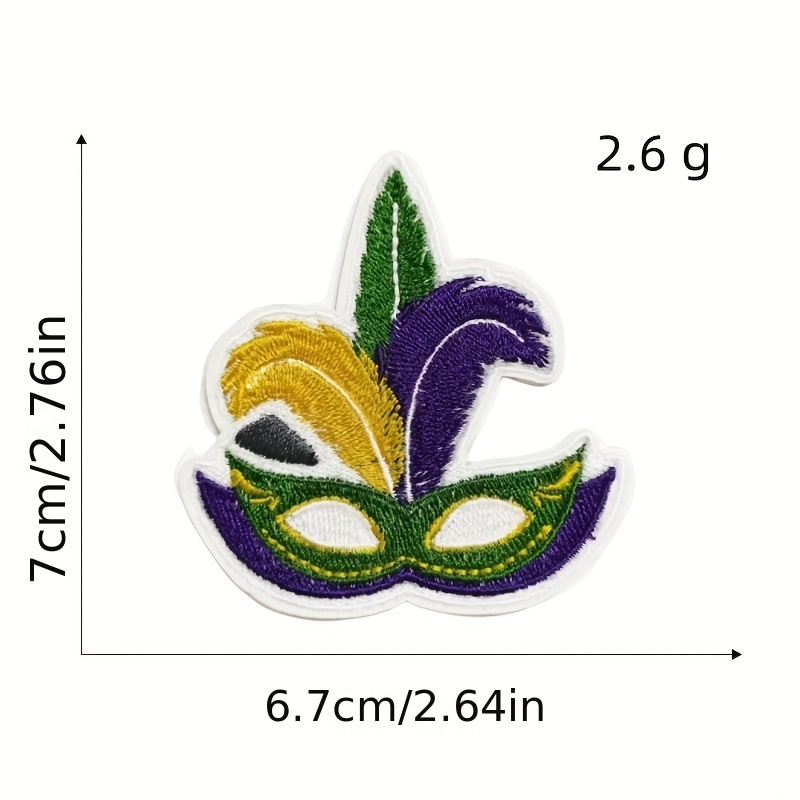 Cool Mardi Gras Printing Patches Iron On Beads & Bling DTF