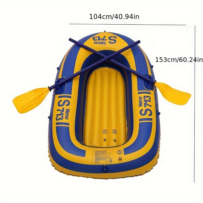 Swimming Pool and Lake Inflatable Boat, One Person Inflatable Fishing Boat  Kayak PVC Rowing Air Boat Fishing Drifting Diving Tool Yellow