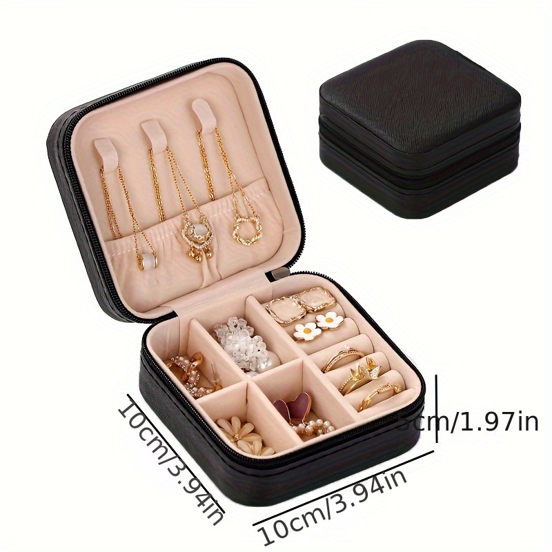 Image of 1pc Portable Jewelry Storage Box, Earrings Necklace Ring Storage Box, Travel Portable Jewelry Storage Box, Jewelry Boxes