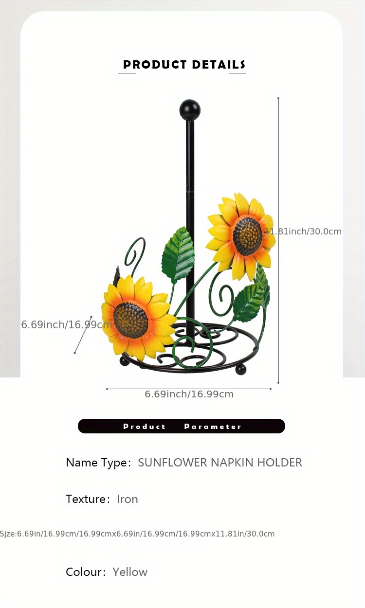 popular     sunflower metal napkin holder   home kitchen dining decor holder details 1