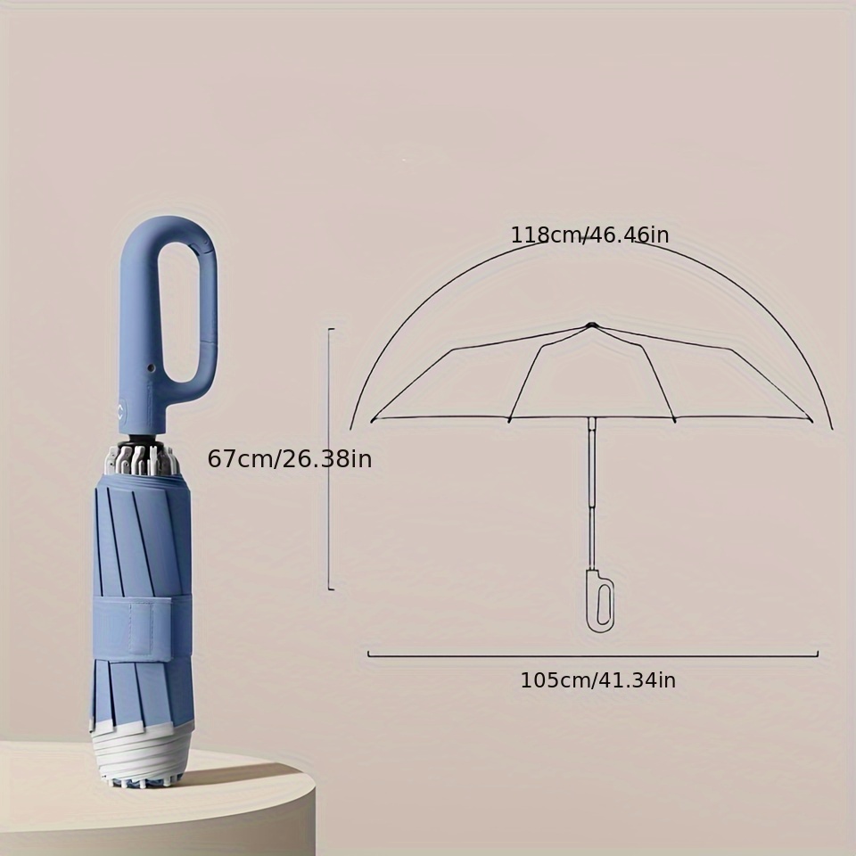   with carabiner handle ring   umbrella sturdy windproof travel portable reverse automatic umbrella portable folding umbrella for rain sun car umbrella for women men details 5