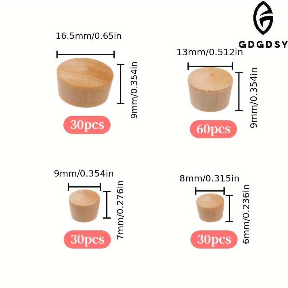 Image of 150pcs 4 Sizes Wood Plugs Wooden Hole Plugs Button Plugs Hardwood Hole Plugs For Holes In Locking Hole Tube Furniture