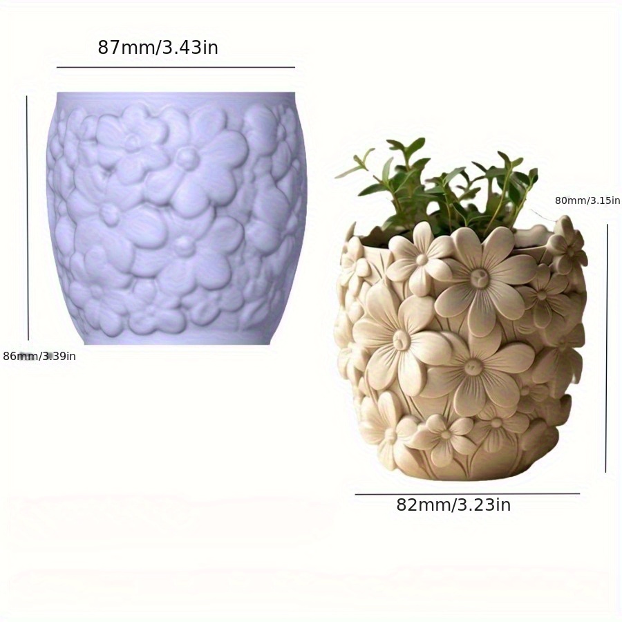 E-shop Florale Geprägte - Leicht Ausziehbare Silikon Kerzenform, Mehrzweck für Kerzen Diffuser, Sukkulenten Pflanzgefäße, Make-up Organizer und