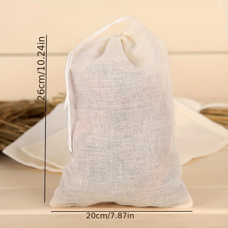 AUEAR, Reusable Drawstring Cotton Soup Bags Coffee Chinese Medicine Tea Bag Brew Bags Straining Herbs Cheesecloth Bone Broth Brew Bags Soup Gravy