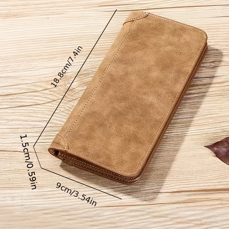 Men's Wallet Vintage Pu Leather Frosted Long Wallets Coin Pocket