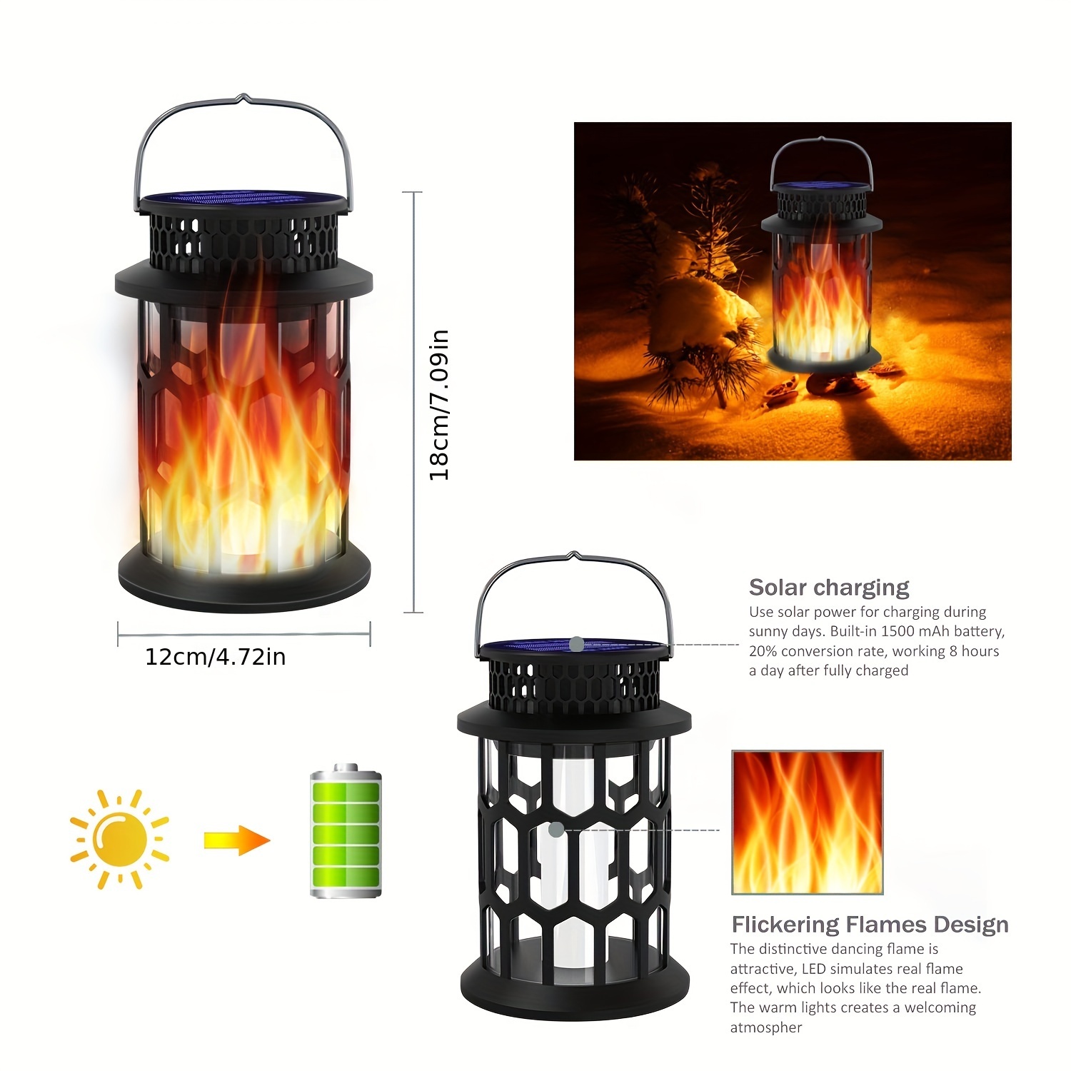 Camping Lantern Battery Powered Camping Lights With Flame Effect