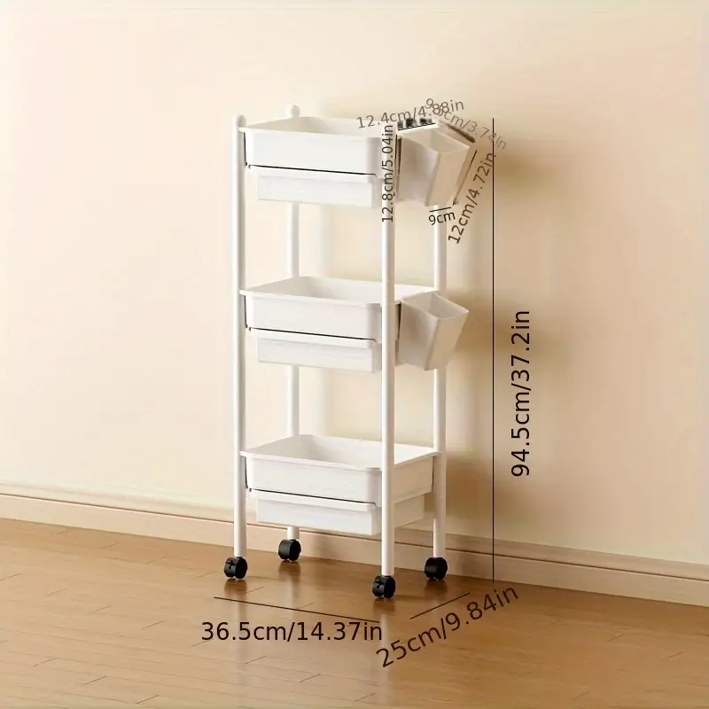 3-tier rolling bookshelf with 2 pen holders, supply organizer, assembly multi-functional storage rack for home or classroom, white, versatile shelving unit, , quality materials Product details 0