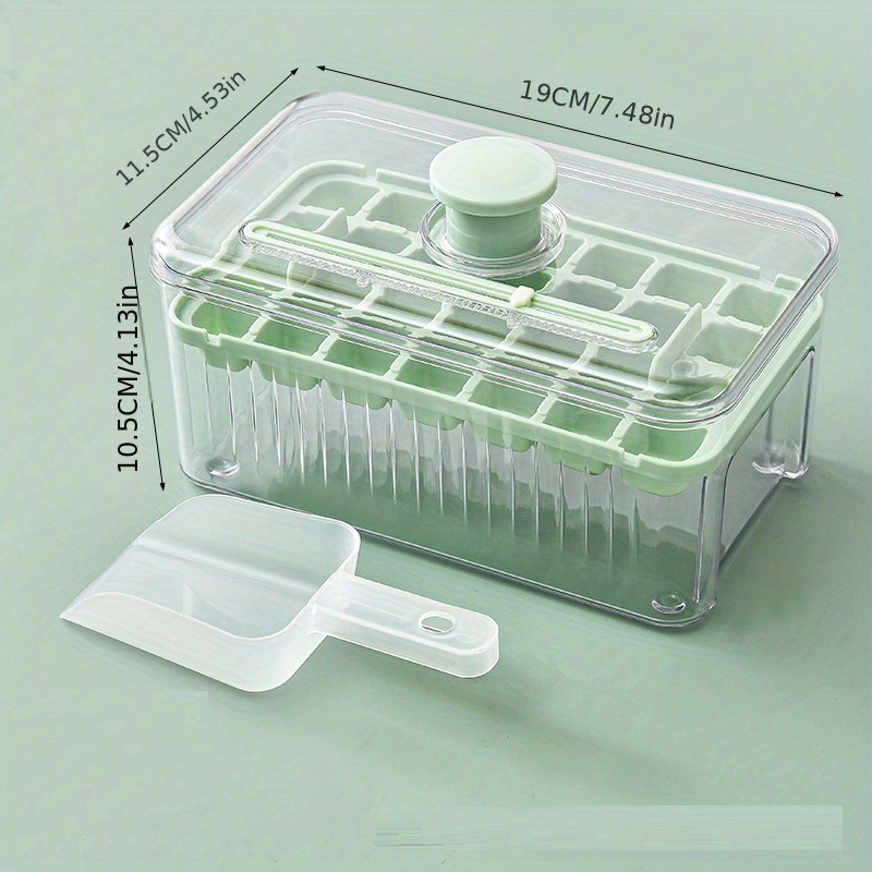One-button Press Ice Cube Tray Mould Container Box with Lid Freezer Maker