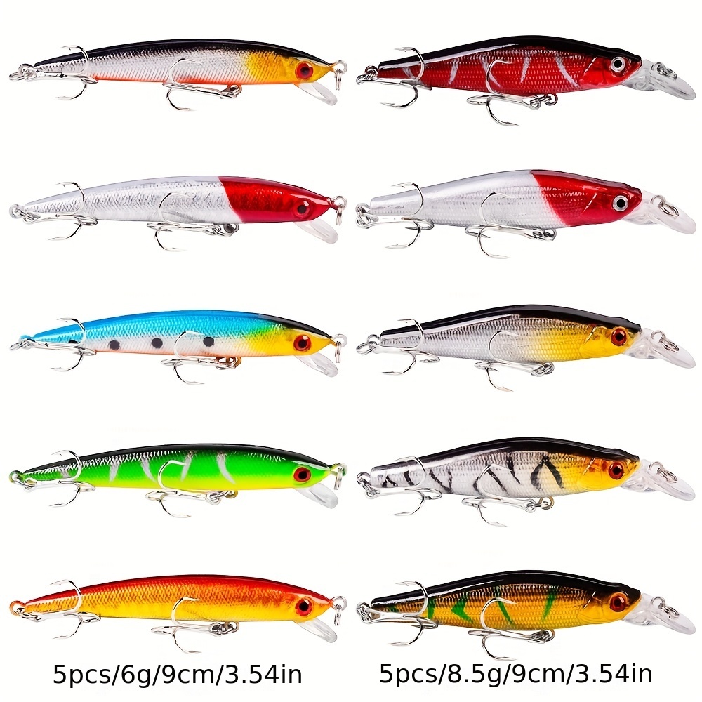 5Pcs Mixed Colors Minnow Fishing Lure Kit 7cm 7.5g Artificial Plastic Baits  Set Wobbler Crankbaits