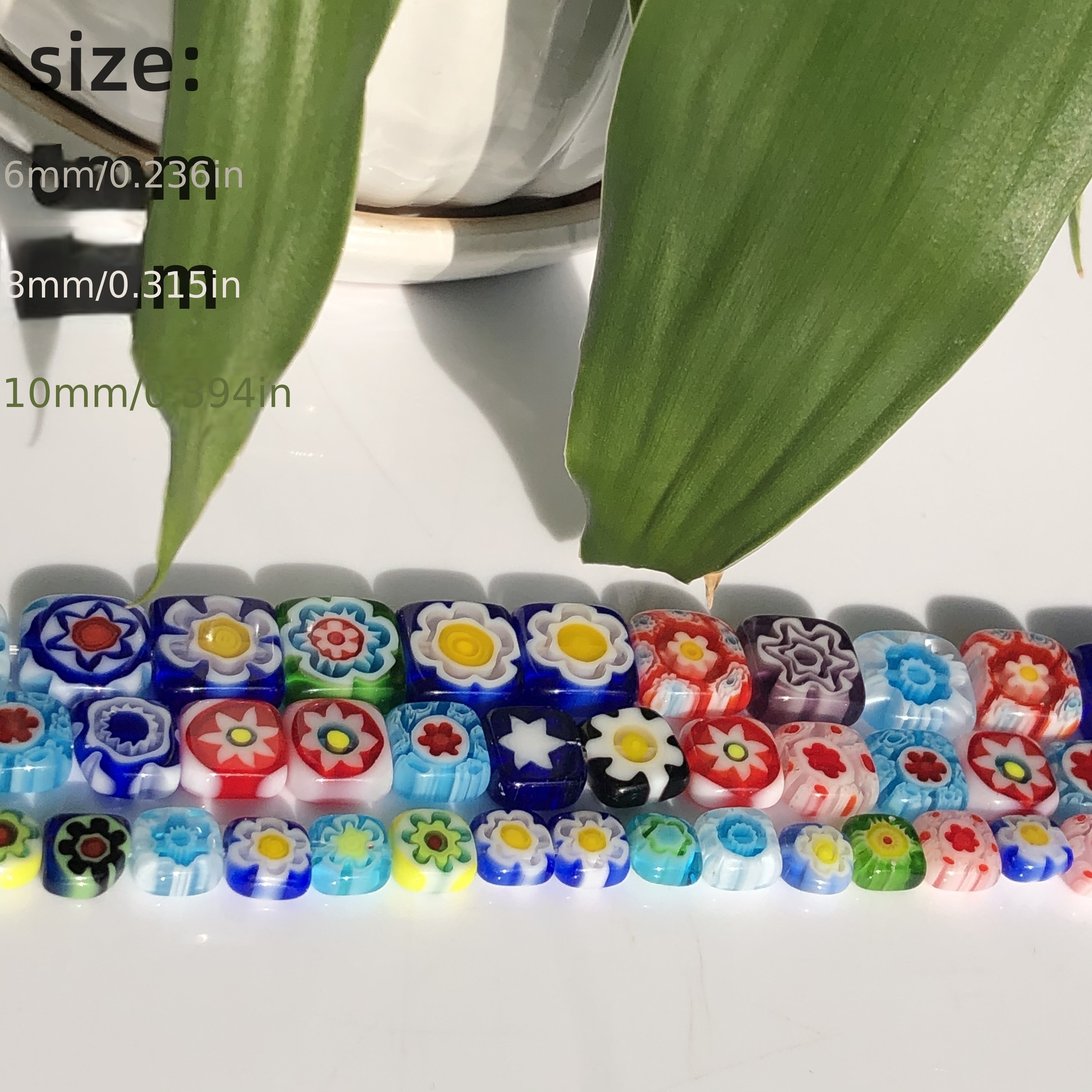 Millefiori Beads 13 X 8 Mm Flower Glass Beads Necklace 