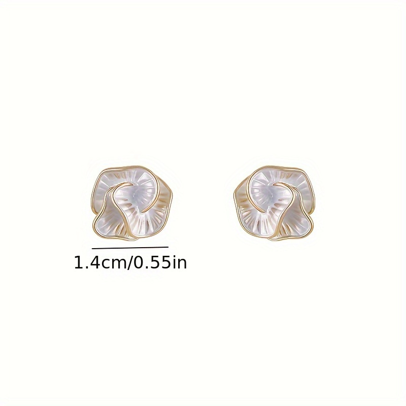 Elegant Camellia Flower Stud Earrings, Vintage Style, Alloy with 925 Silver Ear Post, Women's Fashion Jewelry, All-Season Accessory for Daily & Vacation Wear