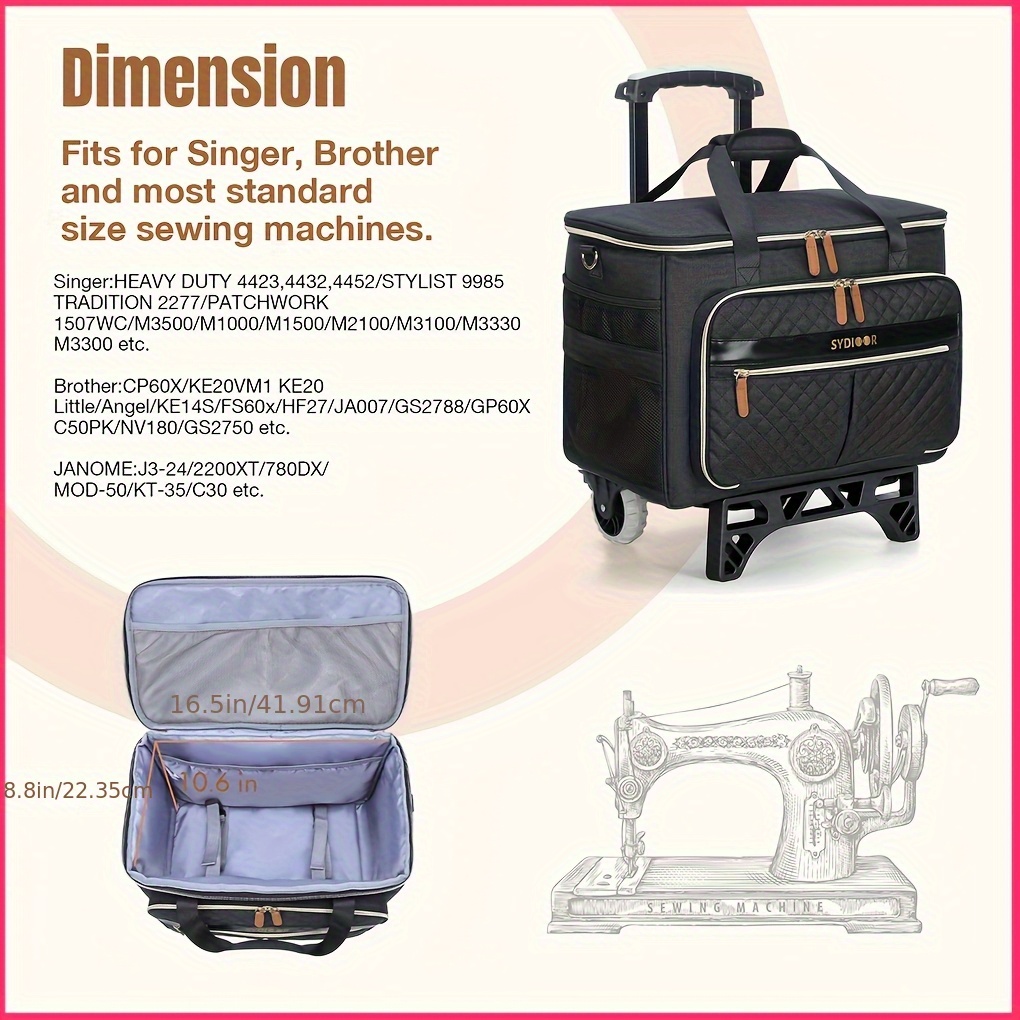 heavy duty sewing machine trolley case terrain wheels Temu