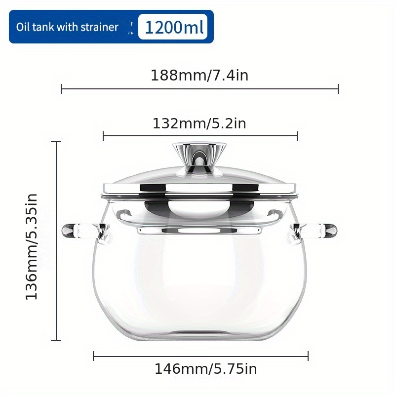 Pentola Per Stufati Da Cucina Da 1pc, Vetro Borosilicato Alto A Doppio Uso  + Eccellente Produzione Di Acciaio Inossidabile, Design Di Grande Capacità,  Resistenza Al Freddo E Al Calore, Una Pentola Multiuso