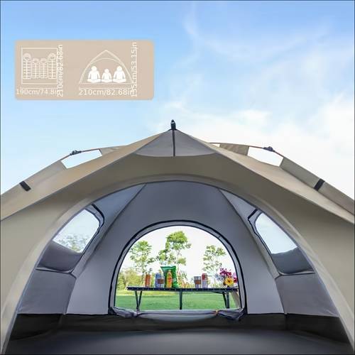 automatic instant setup camping tent 1 3 3 4 person tent with dual doors mesh windows windproof lightweight tent for camping travel campers accessories camping tent hiking gear durable construction adventure