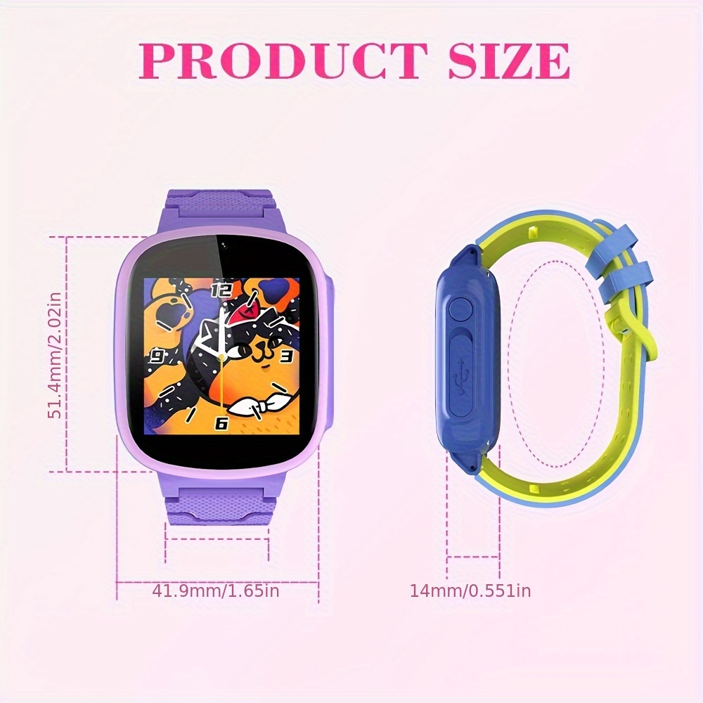 kids smart watch with hd camera 119mb storage 20 educational games   plastic case electronic movement silicone band blue details 12