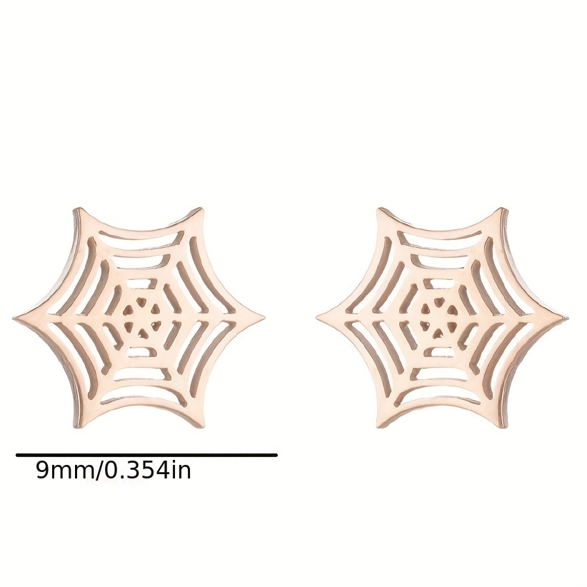 2pcs Men's Stainless Steel Spider Web Earrings