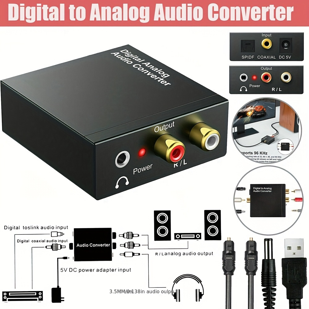 

Digital Optical Coaxial To Rca L/ Converter Adapter W/ Fiber Cable