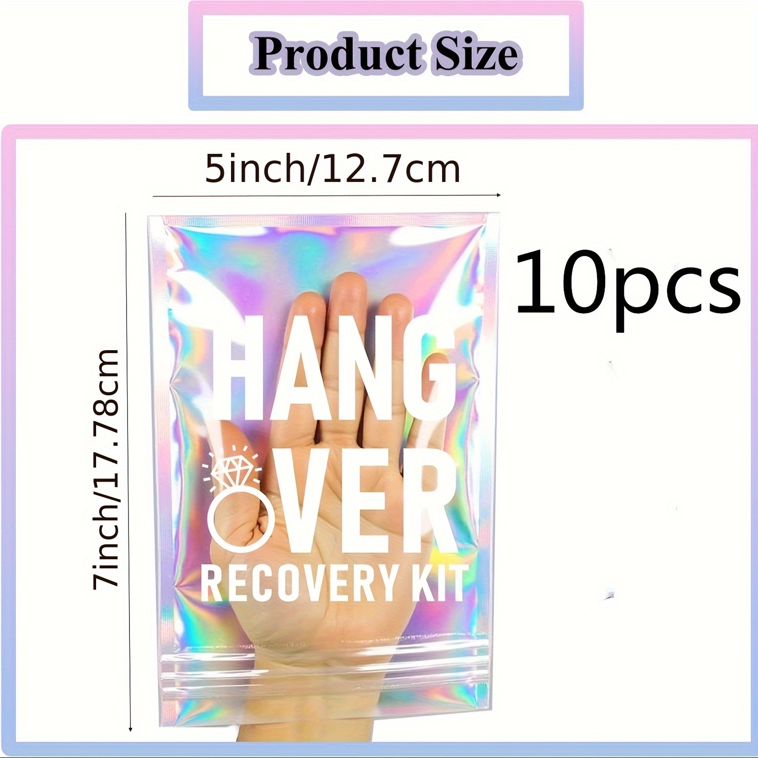 TEMU 10/20pcs Recovery Tool Kits Self-care Set Pre-printed Holographic Re-sealable Bags Suitable For Single Women's Party Gifts, Bridesmaid Party