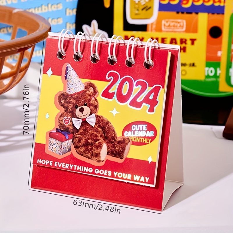2024 Creative Small Desk Calendar Desktop Paper Cute Mini Stand