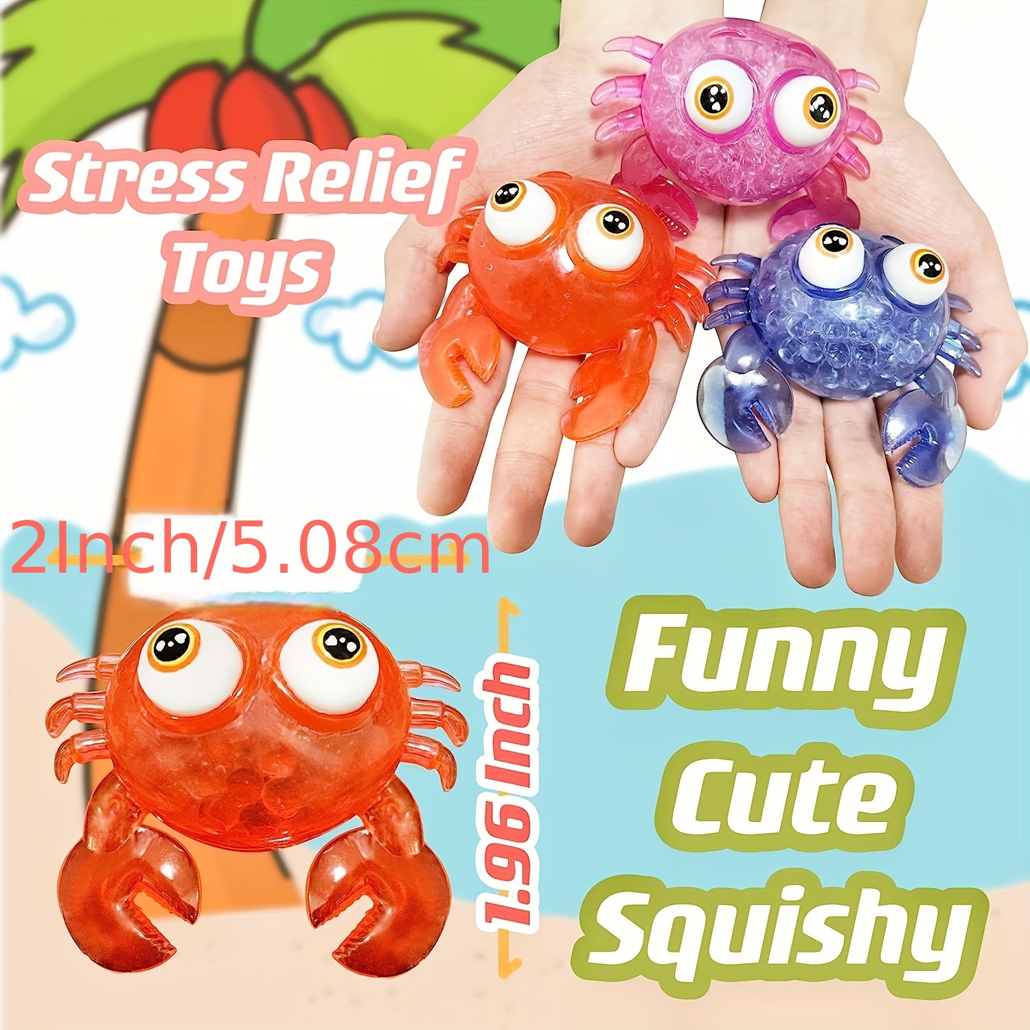 Stress Balls Fidget Crab Toy Water Beads Sensory Ball - Temu