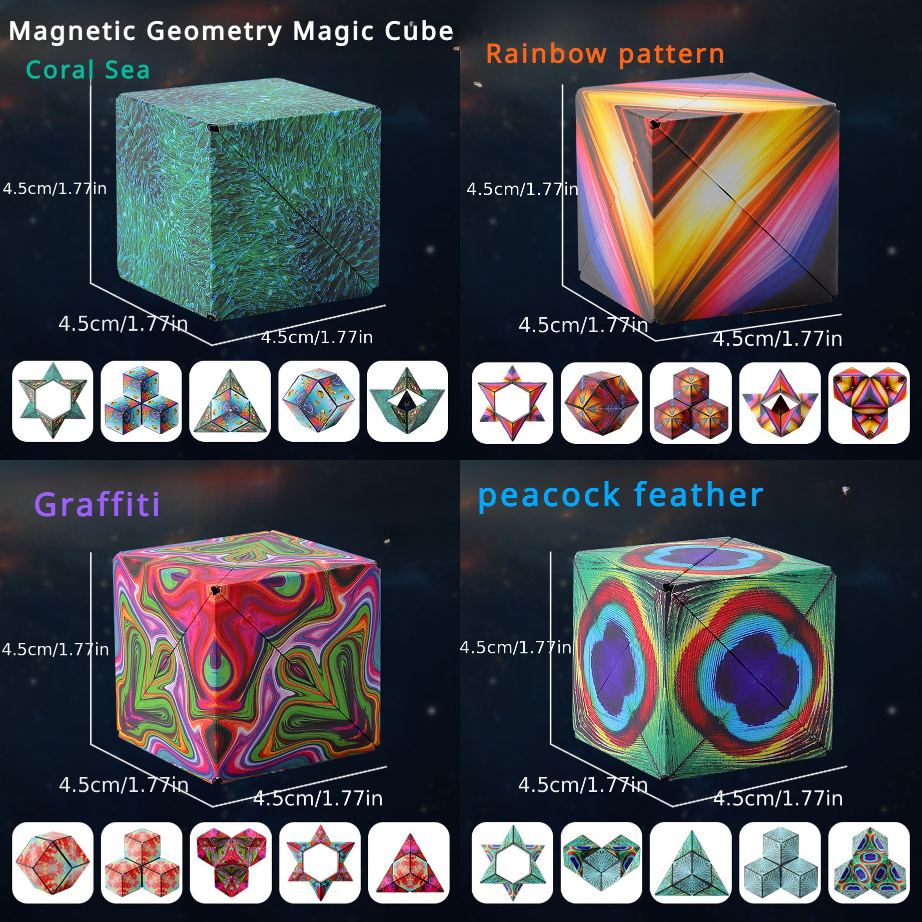 Cube magique géométrique variable Pensée spatiale magnétique  tridimensionnelle Infini Variable en forme de doigts Jouets éducatifs pour  enfants