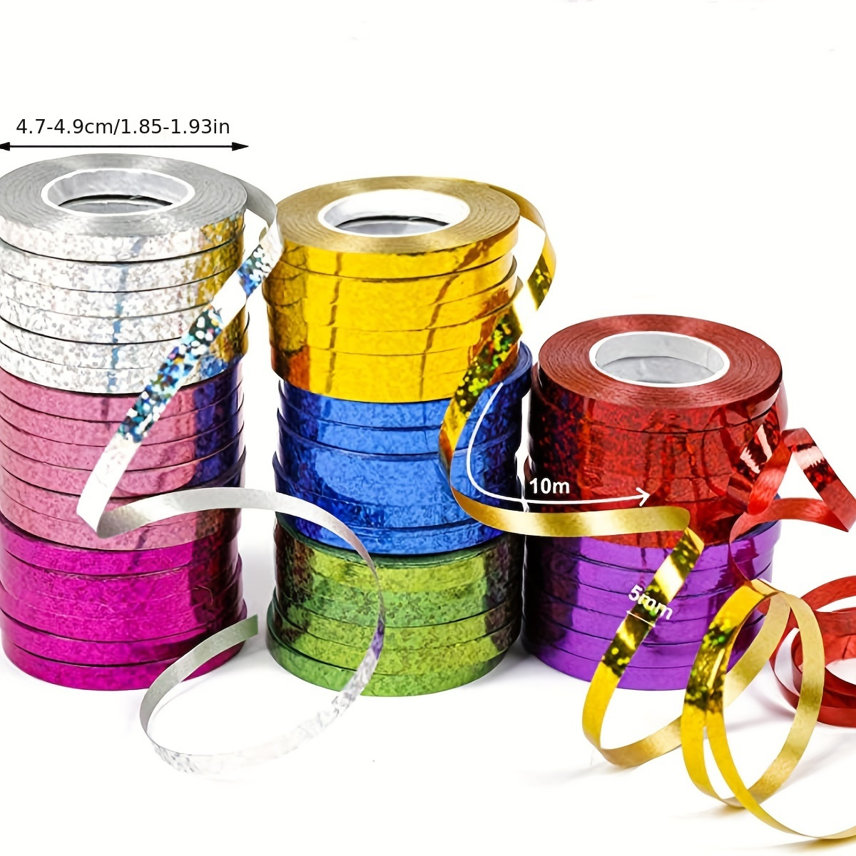 Rollo de hilo metálico brillante para globos, cintas para envolver regalos  para manualidades, bodas, día de San Valentín, cumpleaños, decoración de