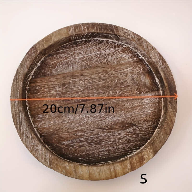 1pc, Round Wooden Decorative Tray, Rustic Farmhouse Candle Holder  Centerpiece For Holidays And Home Decor, Unfinished Wood Design