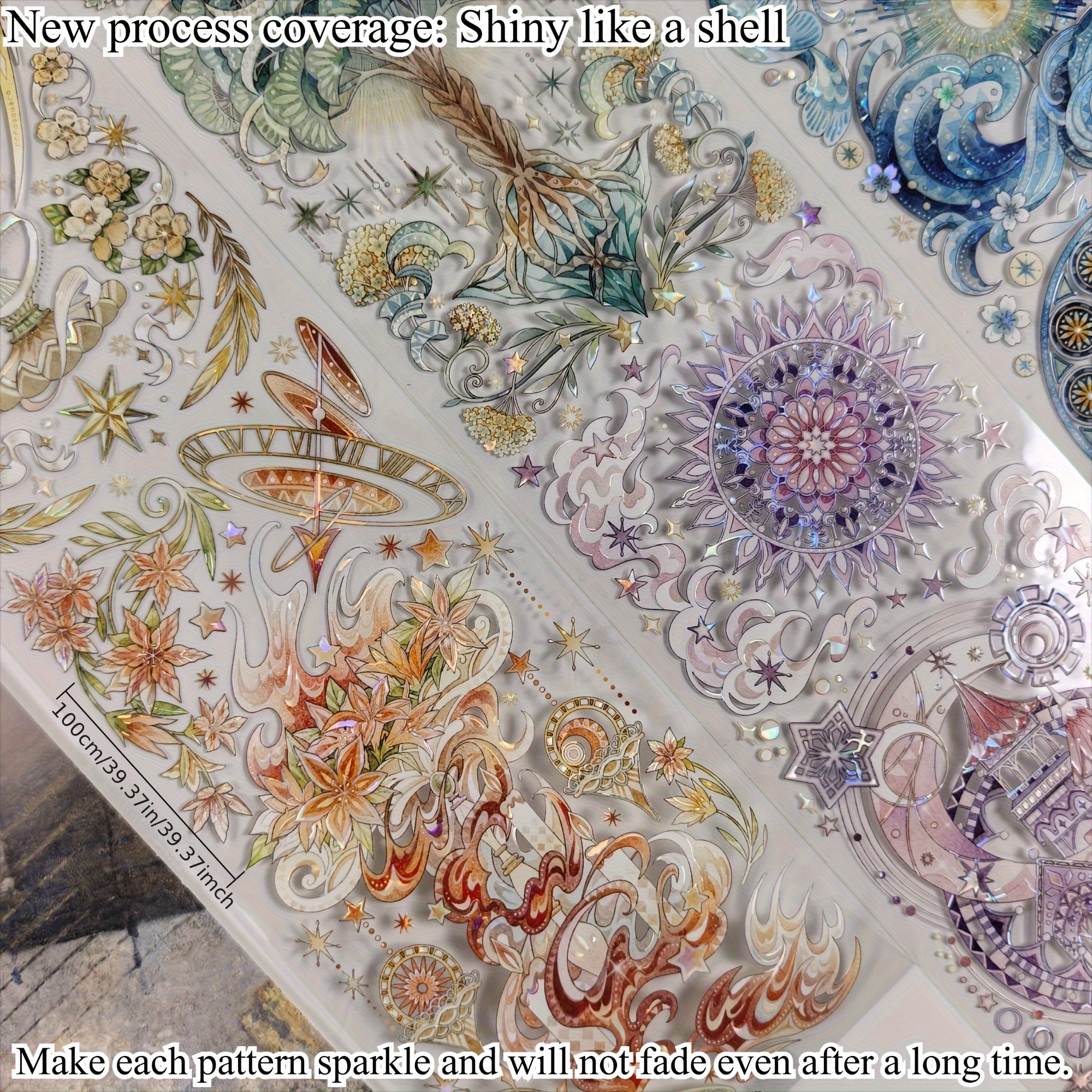 Image of Edition Premium Hand Account Washi Tape Eternal Dusk Multicolor Background Shell Pet Material Account Flow Linen Sticker-6.5cm X 100cm