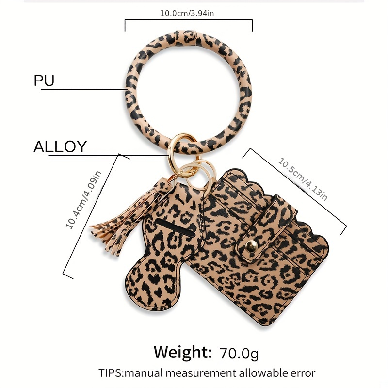 1pc Women Leopard Print Tassel Charm Fashionable Keychain For Key  Decoration
