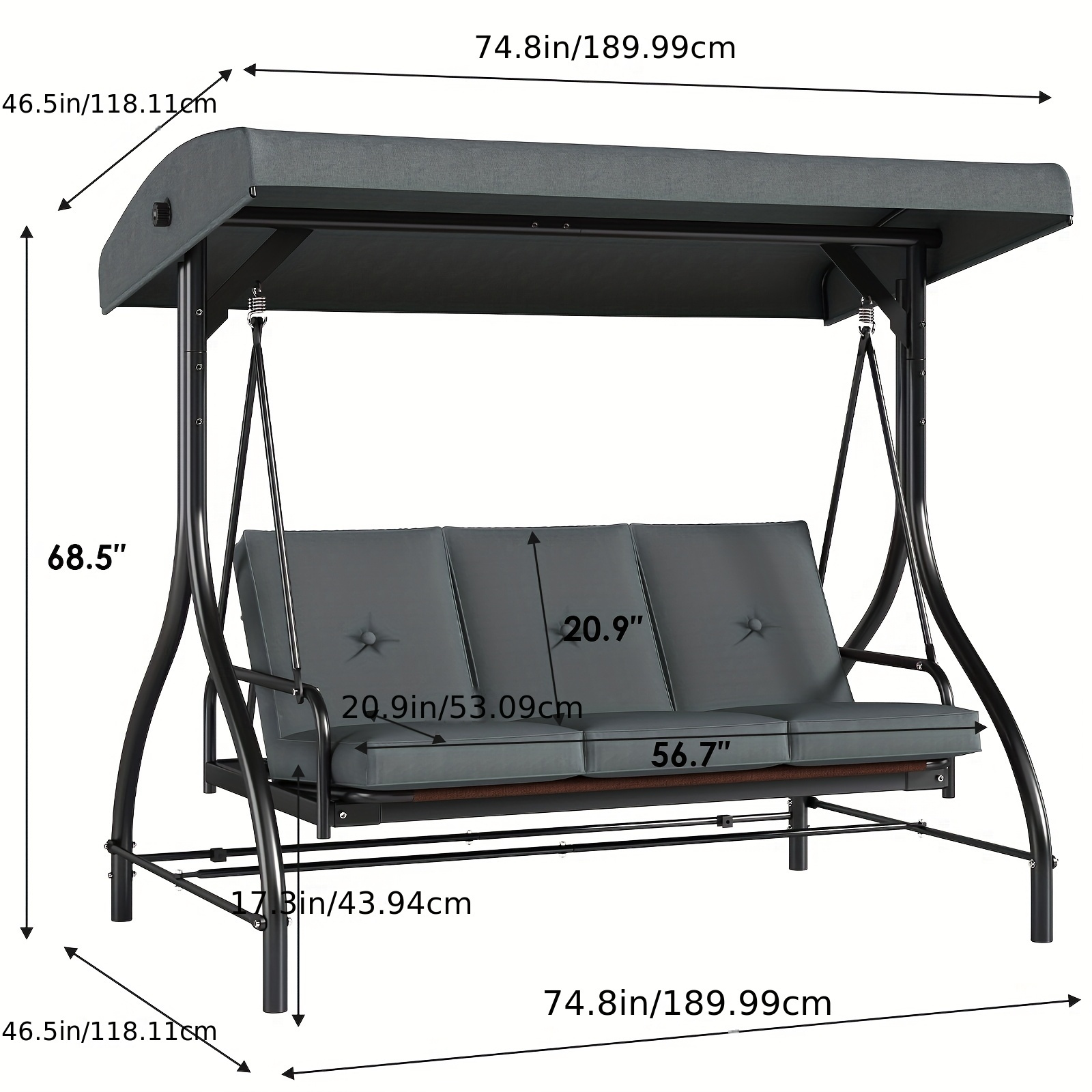 CLEVICH 3-Seat Outdoor Patio Swing