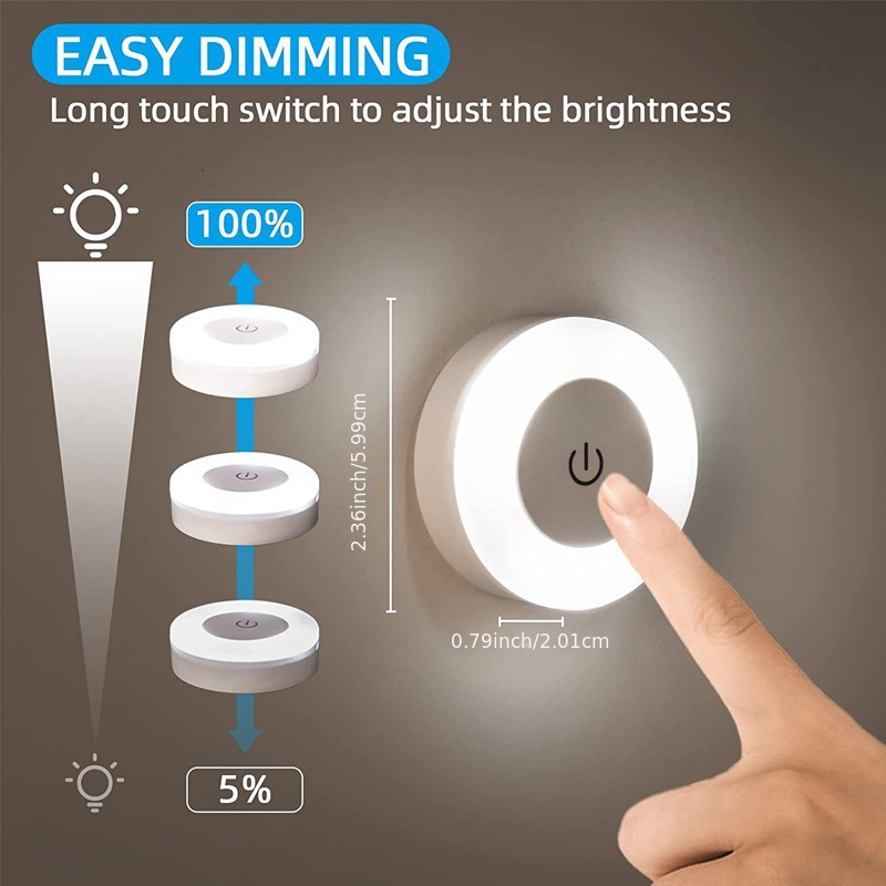 1pc LED Night Light with Touch Sensor, Rechargeable via USB Magnetic Base, Round Portable Dimming Light, Room Decoration, Night Light for Bedroom