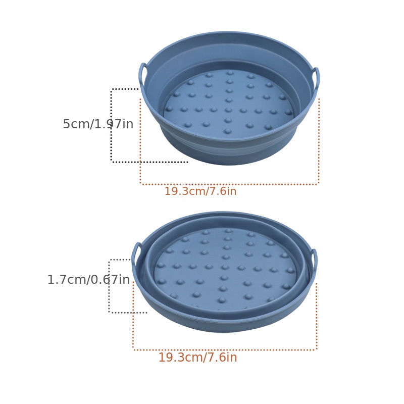 1pc Silicone Air Fryer Baking Pan, Blue Silicone Air Fryer Mat, 3d Foldable  Round Baking Sheet For Household Air Fryer