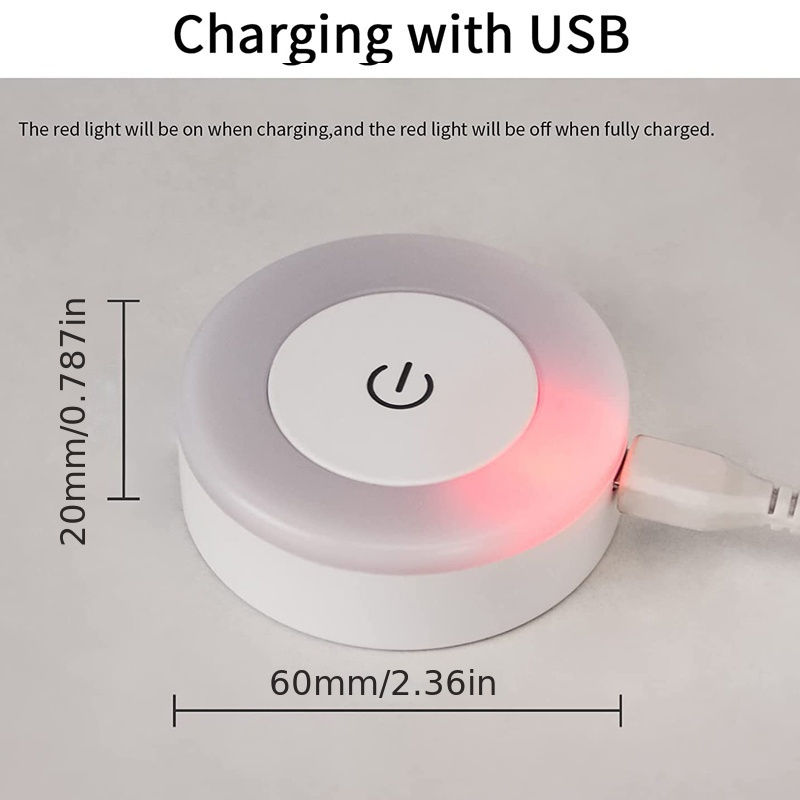 1pc LED Night Light with Touch Sensor, Rechargeable via USB Magnetic Base, Round Portable Dimming Light, Room Decoration, Night Light for Bedroom