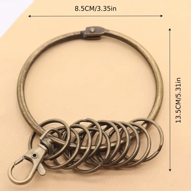 1pc Simple Iron Big Ring +10 Key Rings + 1pc Lobster Clasp, Big Housekeeper  Keychain For Handmade DIY Jewelry Making Accessories