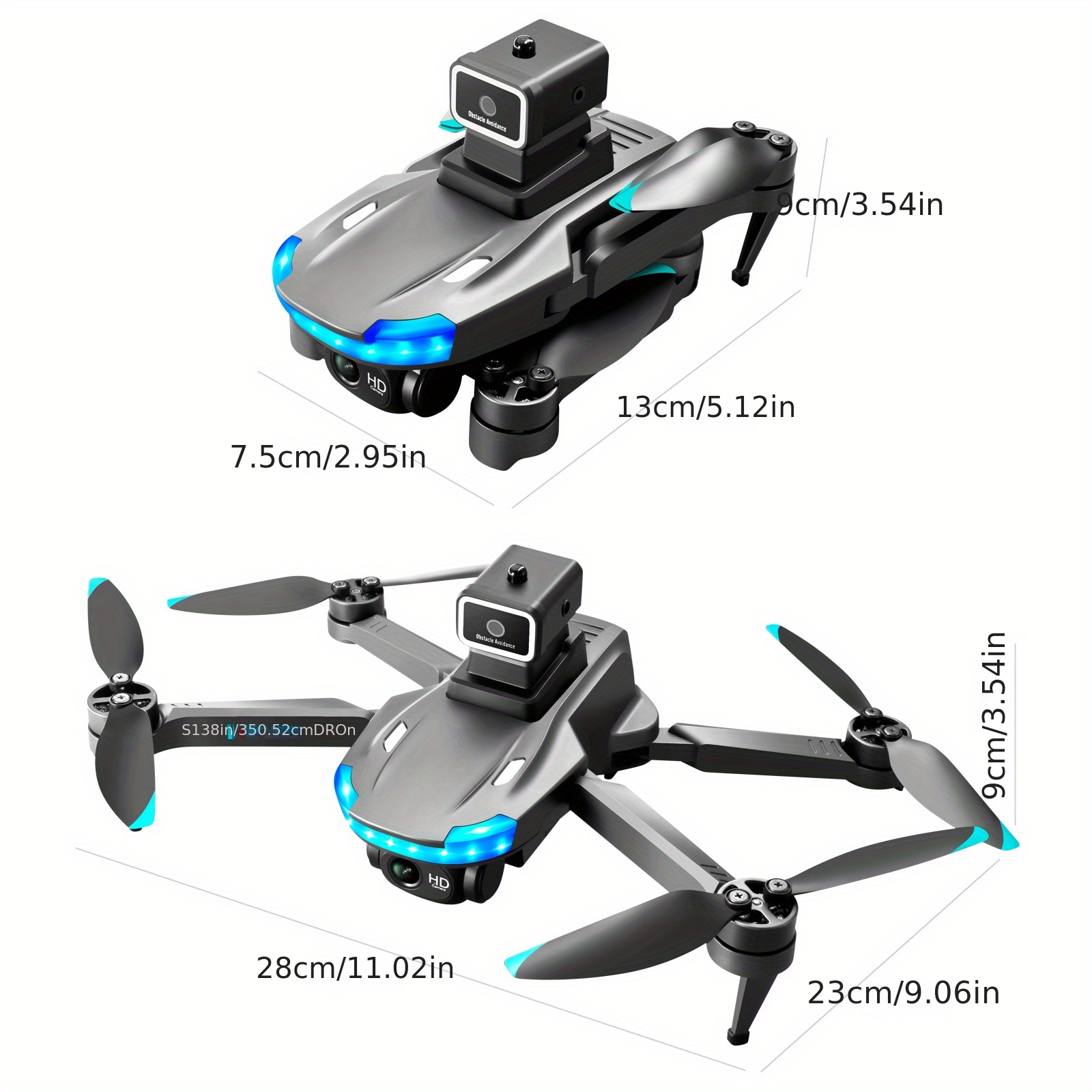 s138 brushless optical flow remote control drone with hd dual camera 1 3 batteries optical flow positioning esc camera brushless motor headless mode 360 intelligent obstacle avoidance wifi fpv details 8