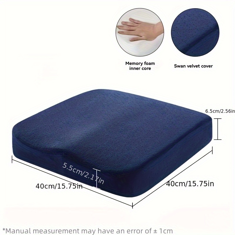 TEMU Cojín de Asiento de Espuma Viscoelástica con Transpirable y Lavable, para Uso en Coches, Sillas de Ruedas y Sillas de Oficina, de Poliéster,