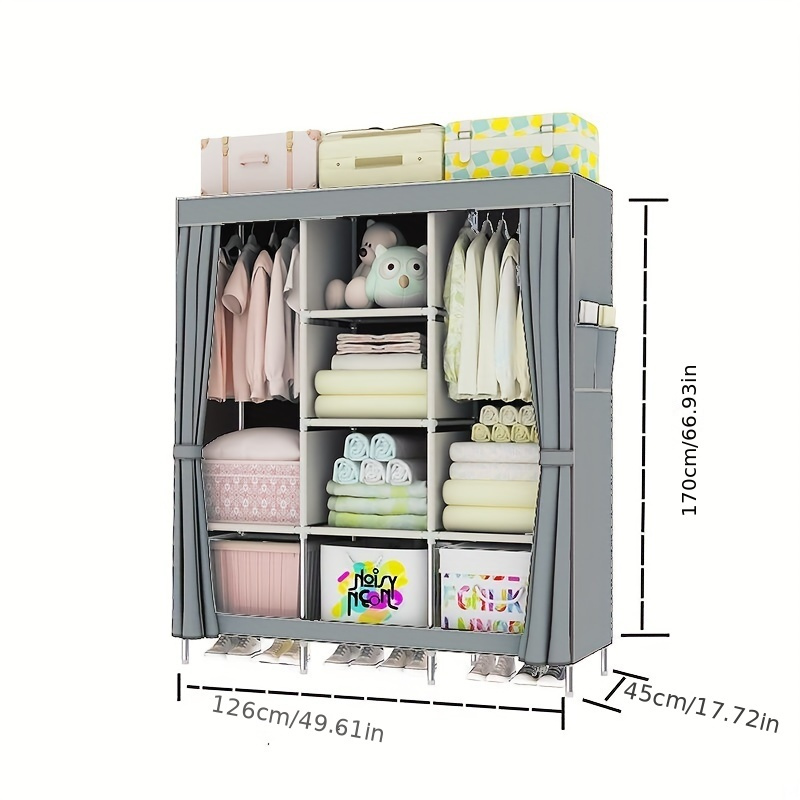 1pc elegant cloth wardrobe sturdy   dustproof folding closet cabinet for clothes pillows quilts effortless   and storage solution details 0