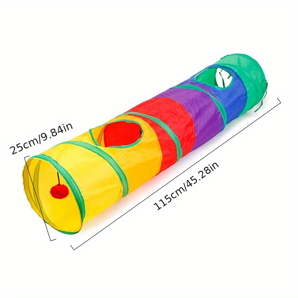 Image of Interactive Cat Play Tunnel With Multiple Compartments & Hanging Toys - Durable Polyester Hide-and-seek Toy For Indoor Cats, Stimulates Natural Hunting , Cat Playtime Fun, Design, Sturdy Construction