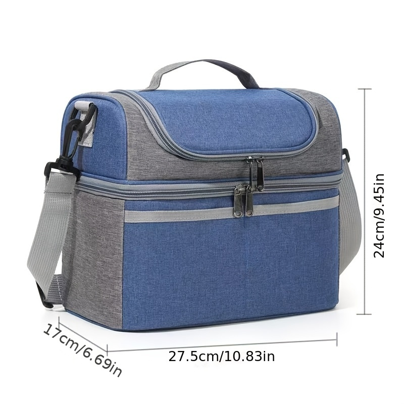 

1pc Multifunctional Double-layer Insulated Lunch Bag - Waterproof Oxford Cloth, Suitable For Work, School, Picnic