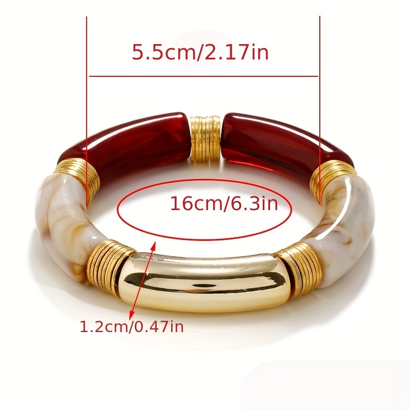 Style Bohémien Bracelet Tube En Acrylique, Bracelet Rétro Multicolore En  Tube Courbé Épais Avec Motif Marbré Jelly…