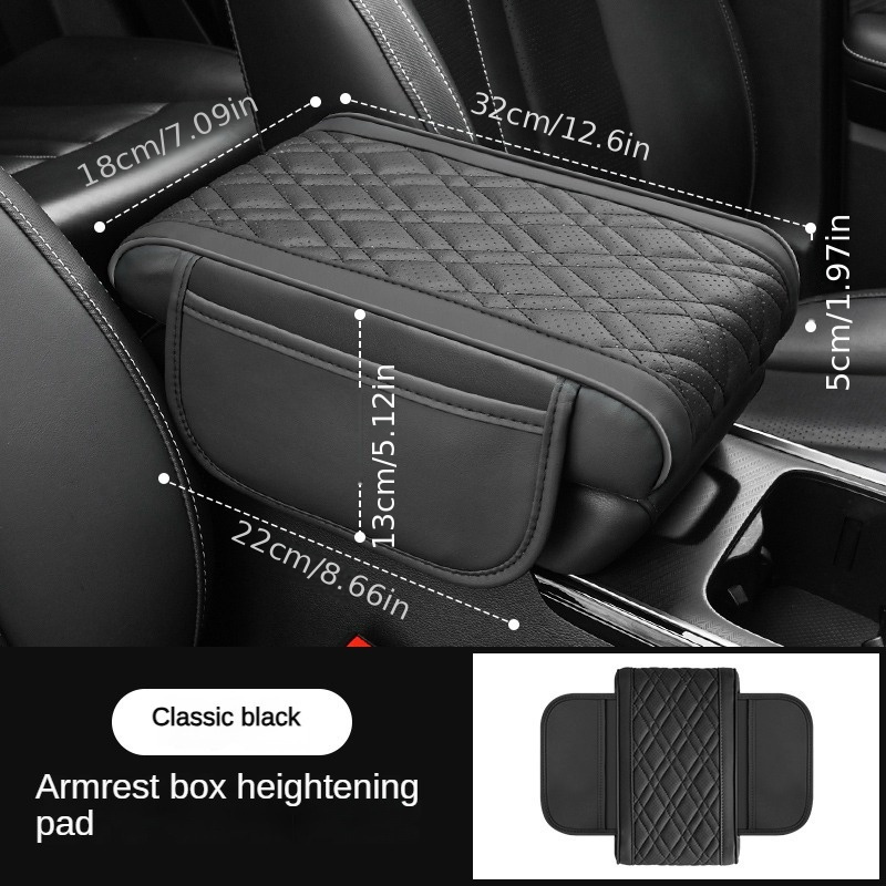 Quilted Car Armrest Pad, Armrest Box Pad, Height-increasing Pad, Vehicle Extended, Widened, And Lengthened Pad, Center Console Pillow Cover, Car Interior Accessory