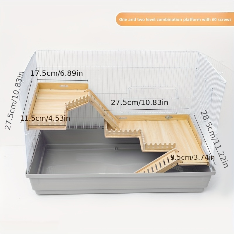 1pc ハムスターケージ ダブルレイヤー ソリッドウッドプラットフォーム